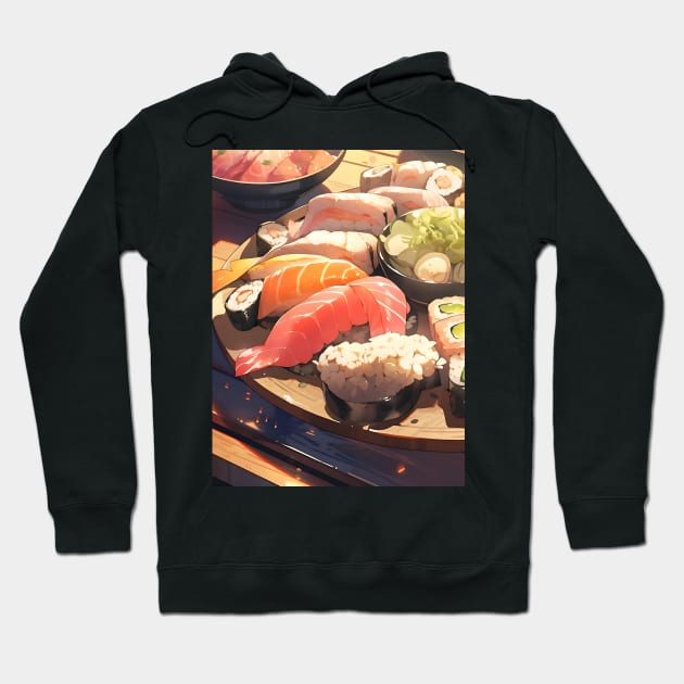 Delicous Japanese Food Sushi - Anime Wallpaper Hoodie by KAIGAME Art
